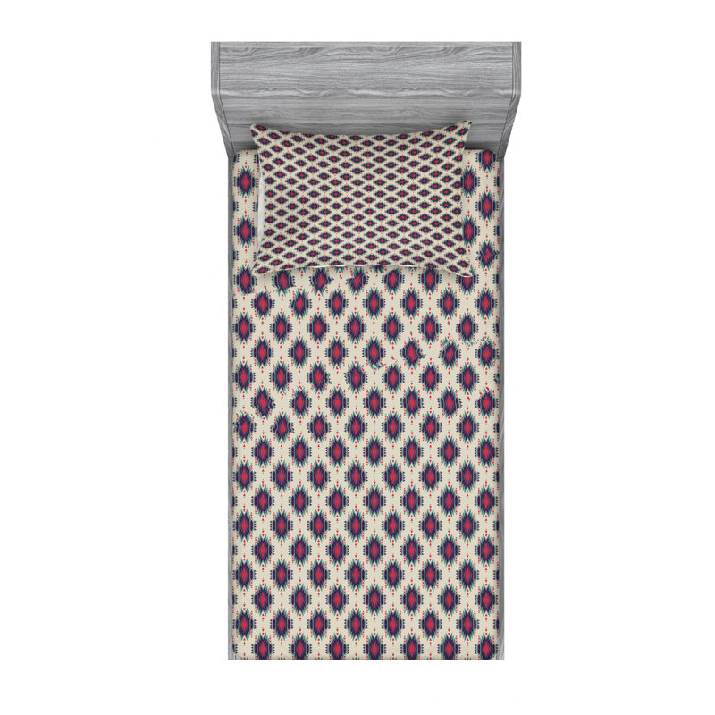 Microfiber Ikat Sheet Set, Twin XL Sheet Set with Fitted Sheet