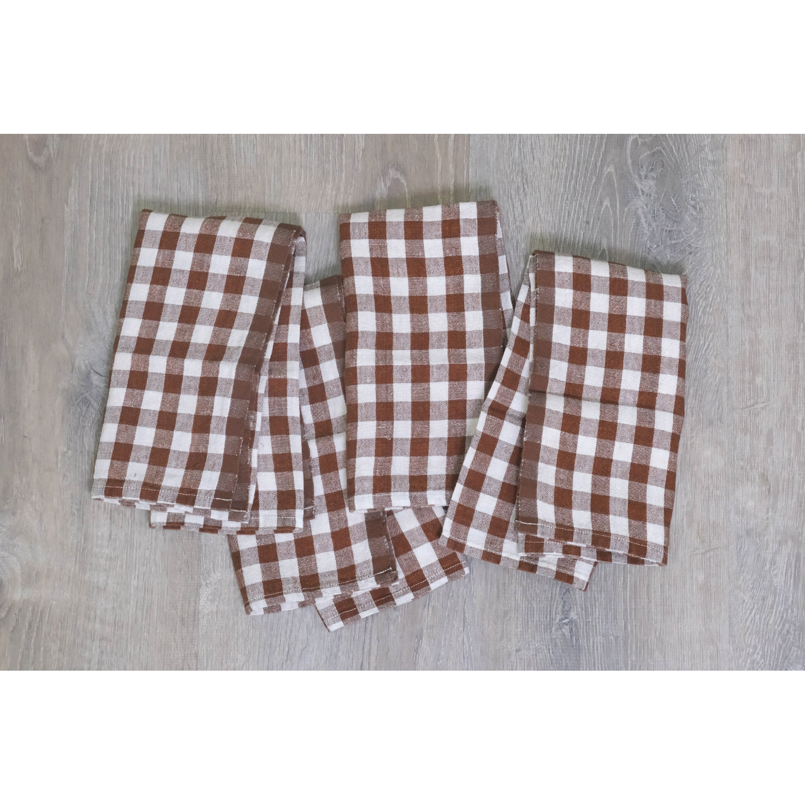 Alessandro Linen Gingham Napkin, Walnut