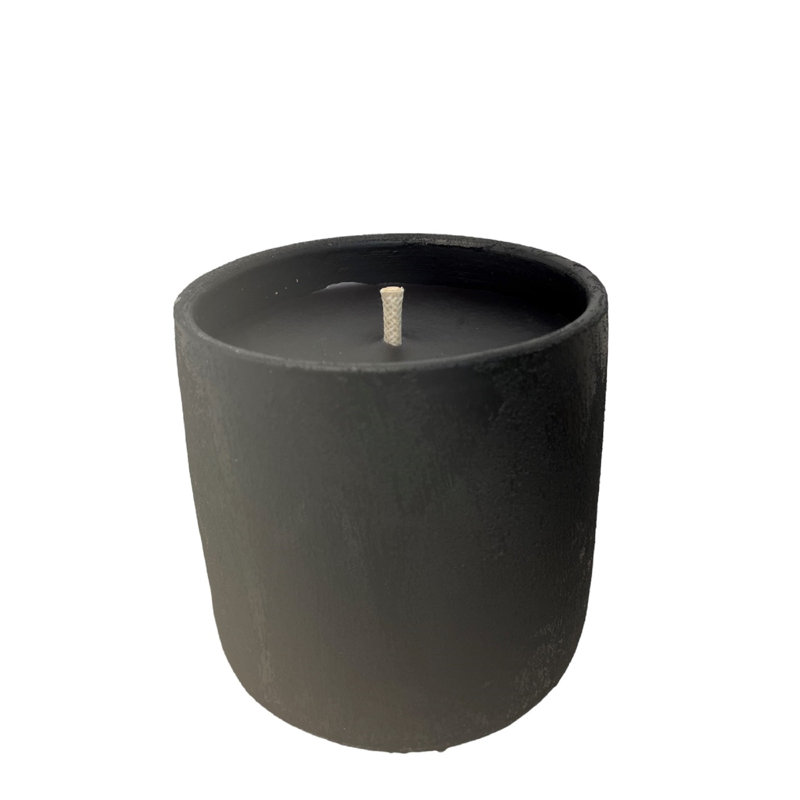 Bougie fantaisie non parfumée Flowerpot, L 7 po x l 7 po, Noir / or