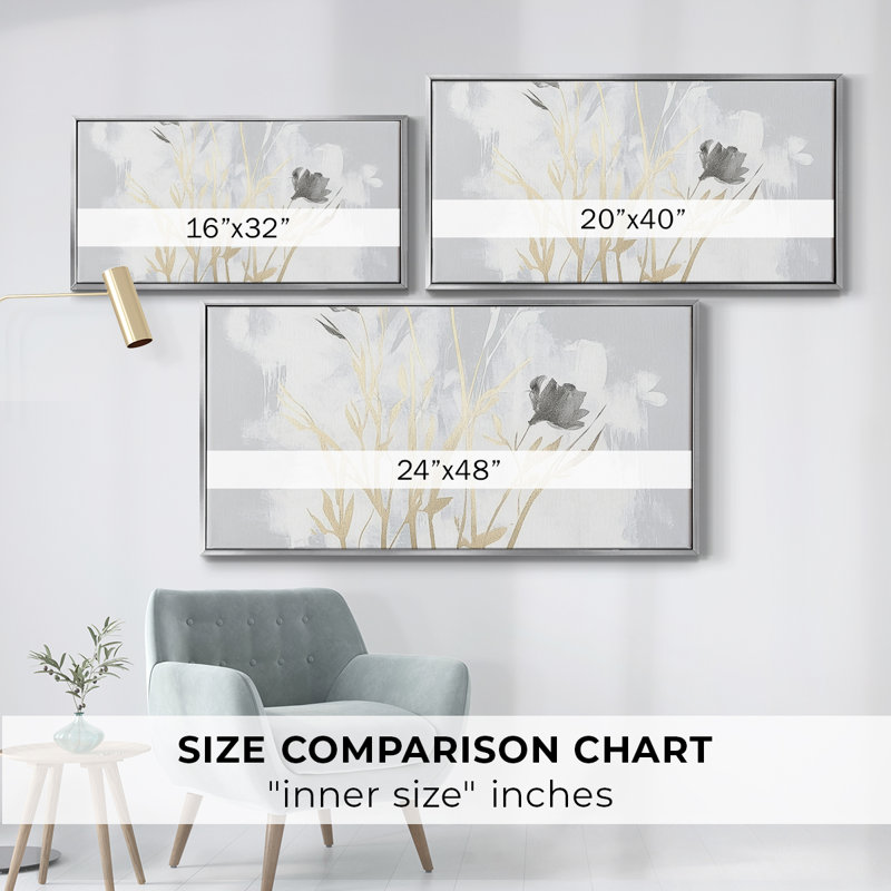 Botanical Series-CECLV- Toile tendue avec châssis tendue, prête à être accrochée, Argent argent, H 21 po x l 41 po