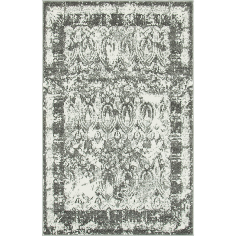 Tapis gris tissé à la machine Walmoor, Rectangle 4 pi 1 po x 6 pi 1 po