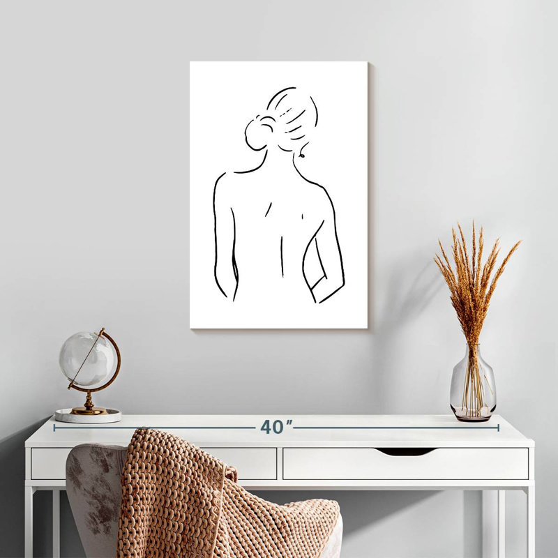 Esquisse de corps féminin Leisha IV - noir et blanc, H 24 po x l 16 po