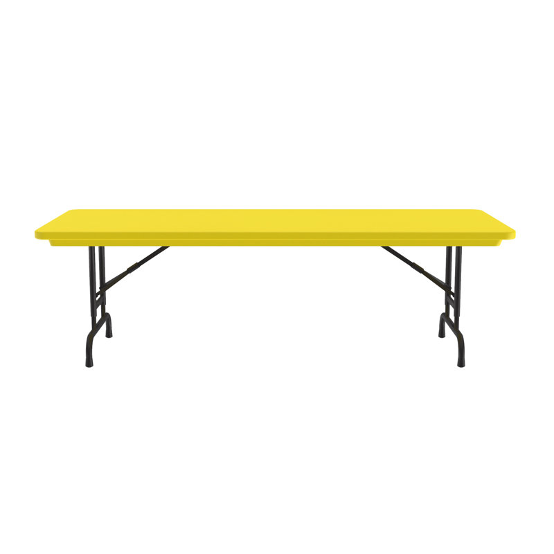 Table pliante rectangulaire en plastique réglable, Jaune, H 32 po x L 72 po x l 30 po