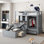 Lit superposé simple avec tiroirs, garde-robe, tablettes de rangement et lit hydraulique