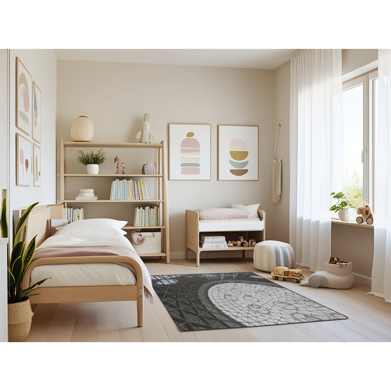 Tapis gris/vert foncé à tisser électrique, Rectangle 3 pi x 5 pi