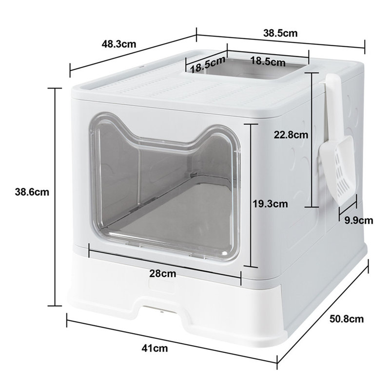 Kenya Plastic Litter Box Enclosure with Scoop, White
