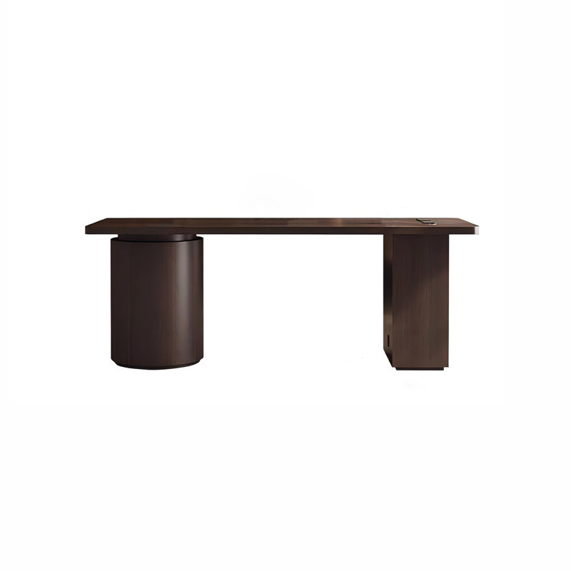 Bureau de direction brun rectangulaire en bois massif et manufacturé, 3 tiroirs, H 29,92 po x l 70,87 po x P 27,56 po