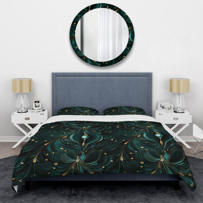Ensemble de housse de couette Deep Emerald Radiant Glamour Emerald II - Marble