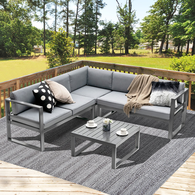 Ensemble de conversation modulaire avec coussins 4 pièces Bhyl