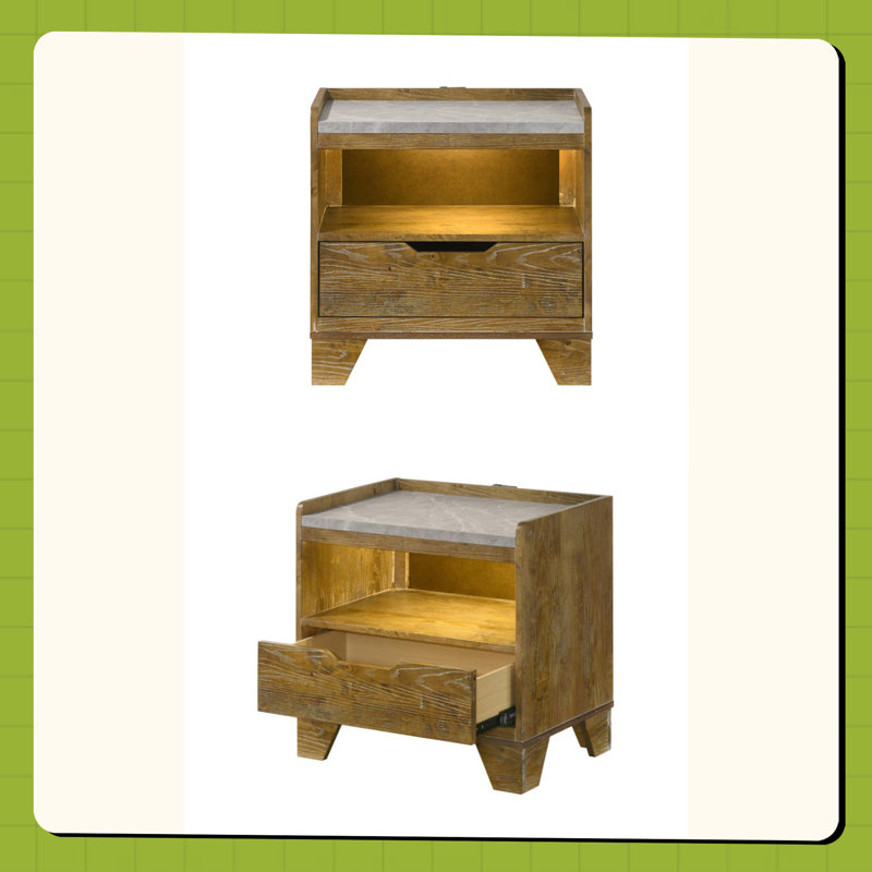 Table de chevet Light Aspen avec DEL USB