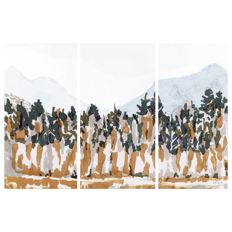 " Big Mountain Triptych ", 8" H x 12" W, No, Wrapped Canvas