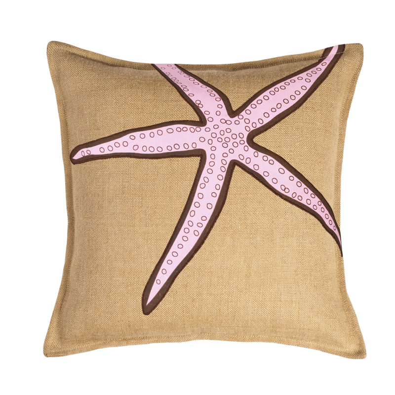  Coussin en toile de jute, Étoile rose
