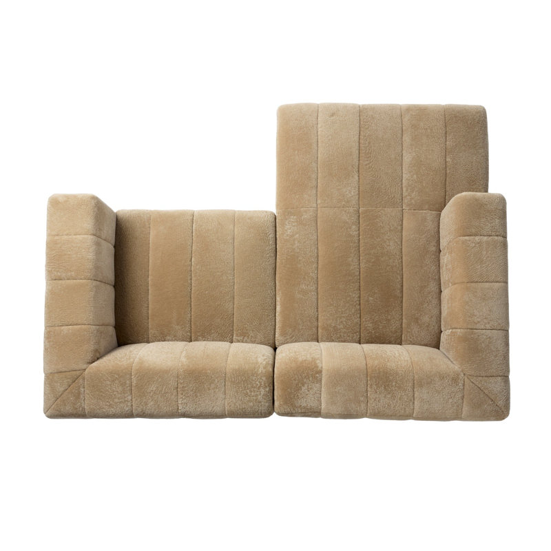 Curteria Upholstered Genuine Fur L-Shaped Sofa & Chaise, 28.5" H x 90" W x 68" D, Left Hand Facing