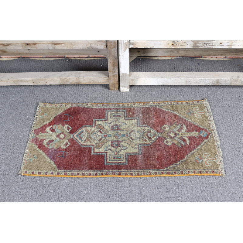 Vintage Small Turkish Oushak Rug Ideal for Entryway Office and Kids Room with a Muted Aesthetic Designer Look and Brown Door Mat Styling
