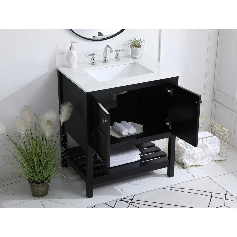 Krish 30'' Single Bathroom Vanity with Top, Black