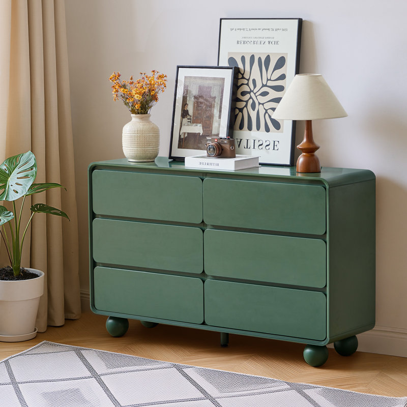 Commode décorative 6 tiroirs, Vert