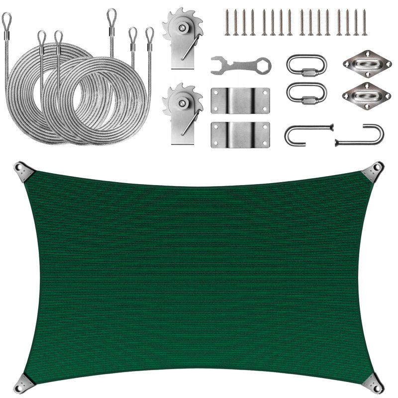 Voile d'ombrage ultra-durable et durable avec treuil Colourtree, Vert, 8 pi x 12 pi