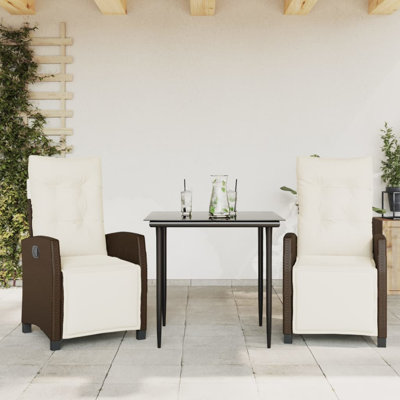 Ensemble de salle à manger de jardin brun, crème, blanc et noir