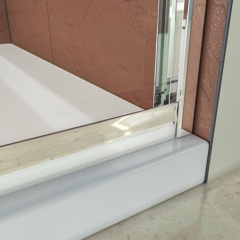 54"W x 72"H Double Sliding Shower Door With 1/4'' Clear Tempered Glass, Chrome