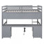 Lit mezzanine double avec bureau, armoires, tiroirs et plateau de chevet, station de charge, gris-512699977