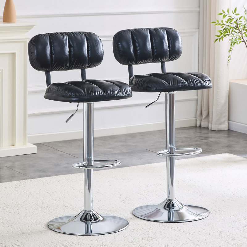 Ensemble de 2 tabourets de bar réglables en cuir PU