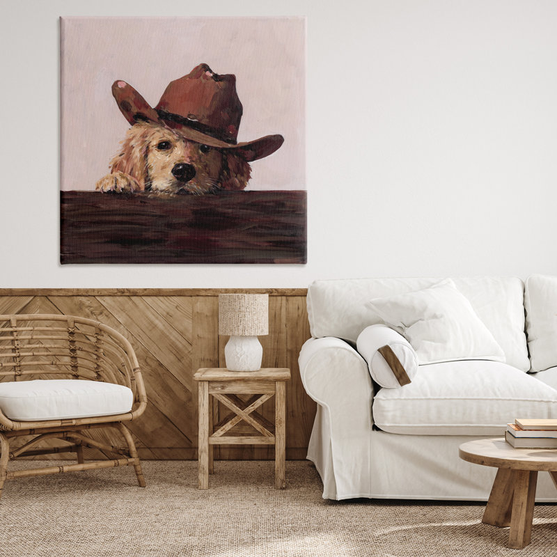 Toile «Peeking Cowboy Dog», conception par Studio Bautista, H 36 po x l 36 po