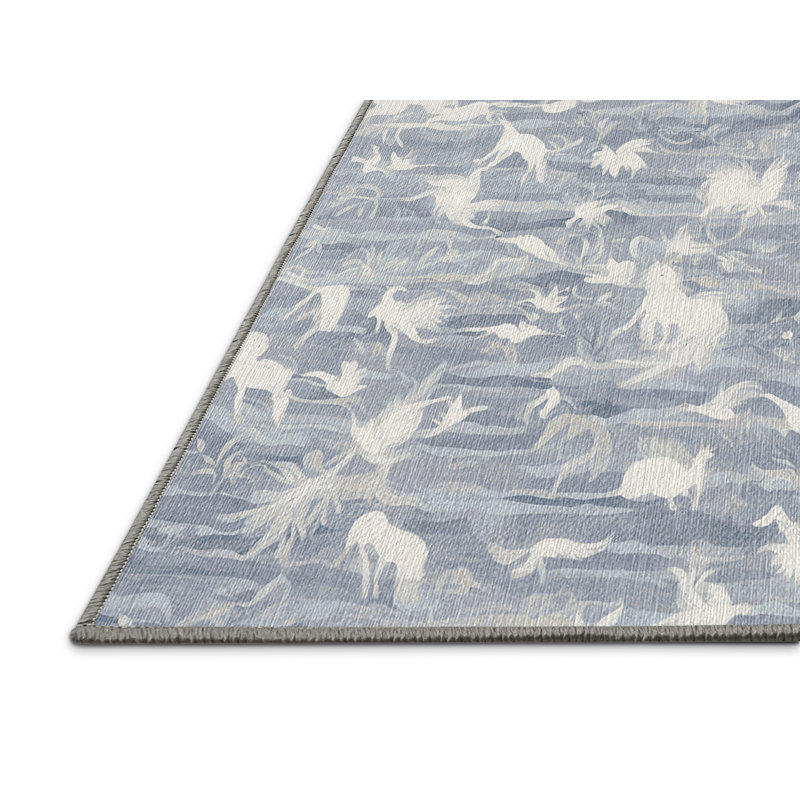 Machine Washable Gray Area Rug, Runner 2' x 5'