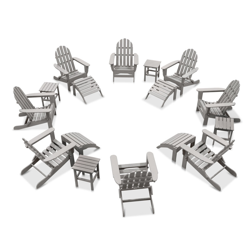 Leighton Foldable Outdoor Adirondack Set, Light Gray