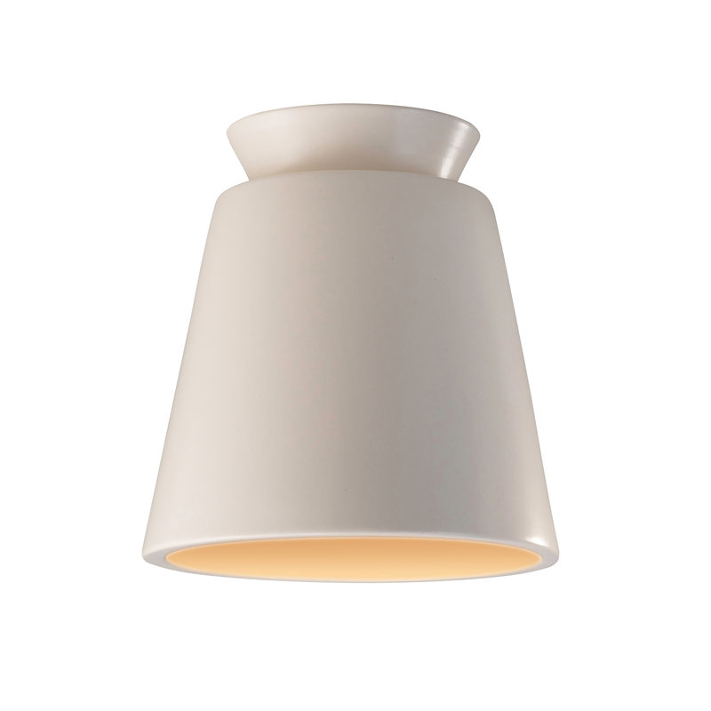 Logan Ceramic Empire Outdoor Flush Mount, Matte White/Champagne Gold, Incandescent (Not Included)