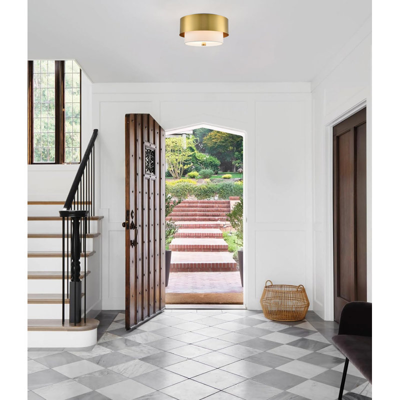 Mid-century 2-light Gold Ceiling Light Flush Mount