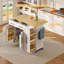 Jaxenor Kitchen Island with Drop Leaf, Rolling Kitchen Trolley Cart with 3 Tier Pull Out Cabinet Organizer, Internal Storage Rack, Lockable Wheels, Storage Unit for Dining Room-788821117