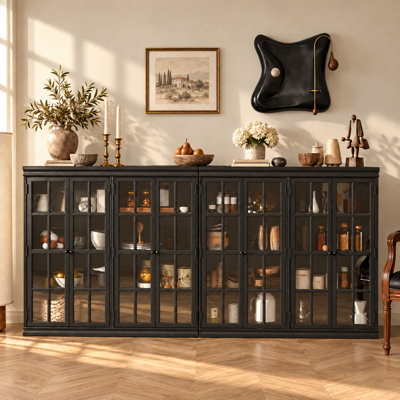 Buffet de vitrine élégant de 240 cm (94,4 po) à 8 portes avec 16 étagères et ensemble antibasculement