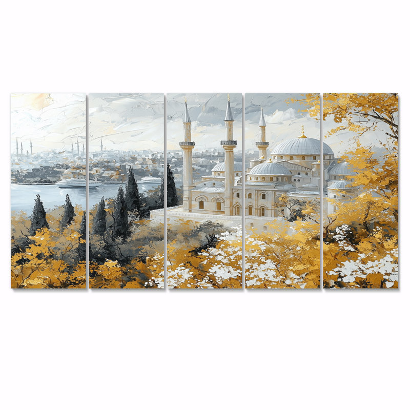 Gold Topkapi Palace Ii In Istanbul - Istanbul Canvas Art Set, 32" H x 80" W