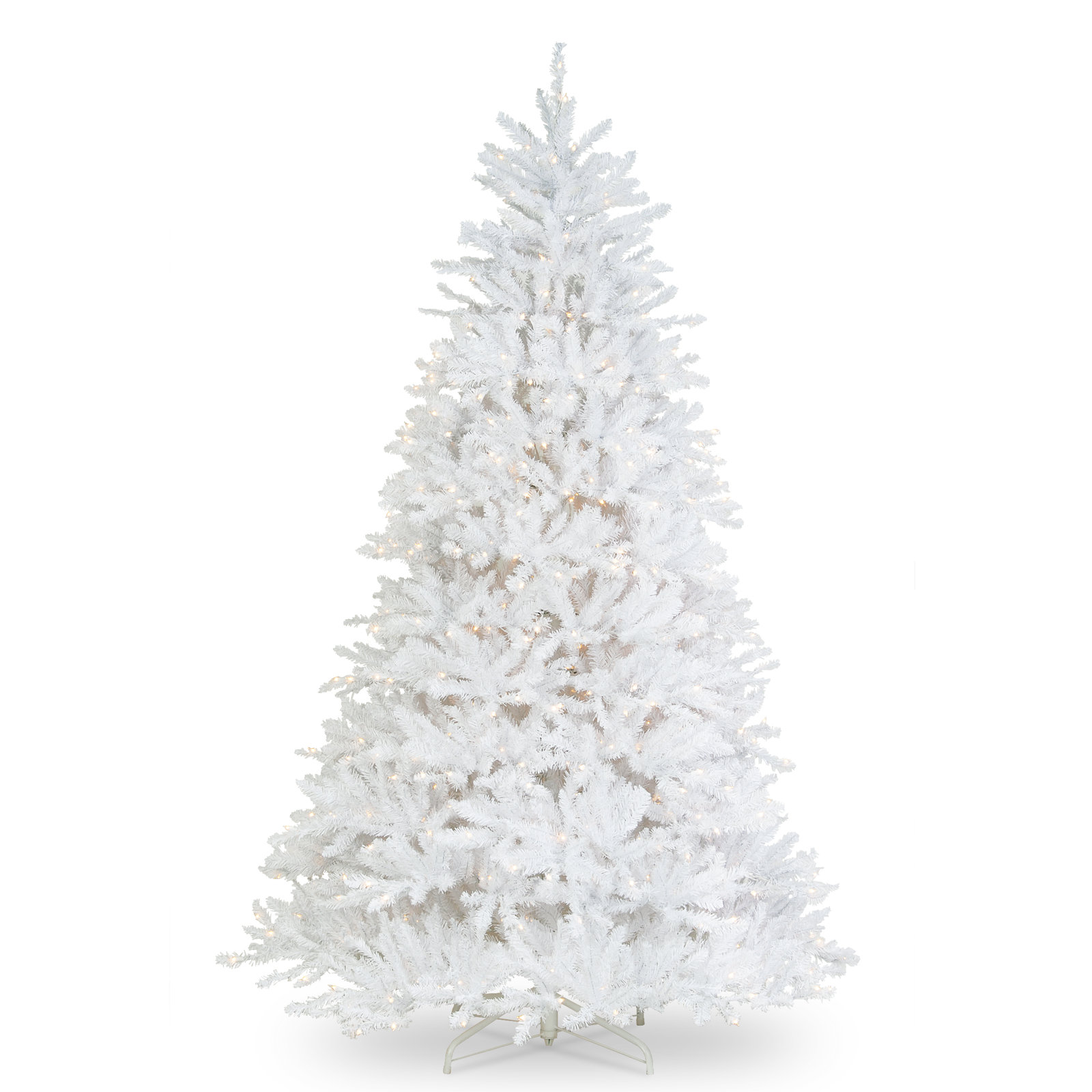 The Holiday Aisle® Dunhill Fir White Tree with Clear Lights, 7'