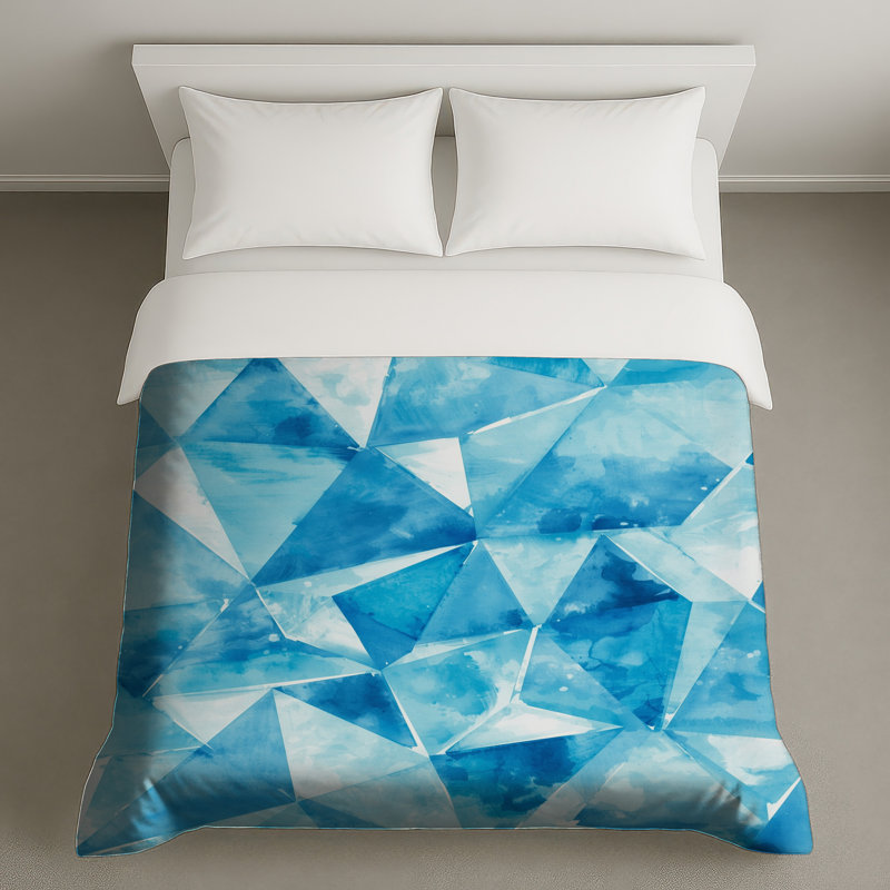 Blue Geometric Triangles Duvet Covers, King