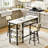 Bar Table Set For 2 With 4 Storage Shelves, 47" Industrial Breakfast Table And 2 Upholstered Counter Stools With Backrest & Footrest, Space Saving 3-Piece Dining Set Of 2 For Kitchen, Living Room, Studio, Pub-963607532
