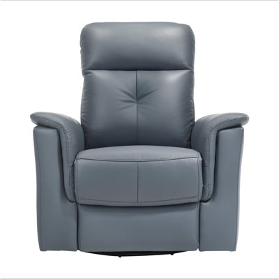 Blue Gray Leather Upholstered Reclining Chair Swivel Glider Motion Modern Living Room Furniture Comfort Chair 1Pc