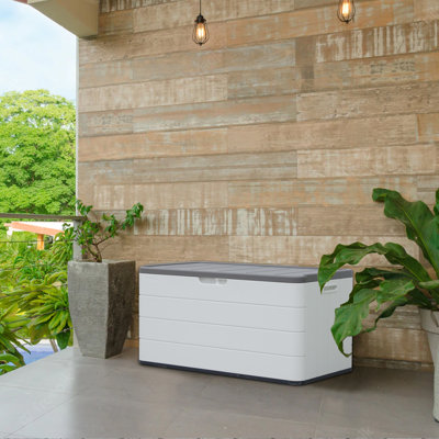 Resin Deck box, Outdoor Storage Container, Large Waterproof Storage Bench by KINYING