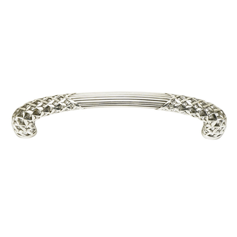 FLORENCE 5" C TO C PULL; DECORATED WITH SWAROVSKI® CLEAR CRYSTAL; BURNISHED SILVER