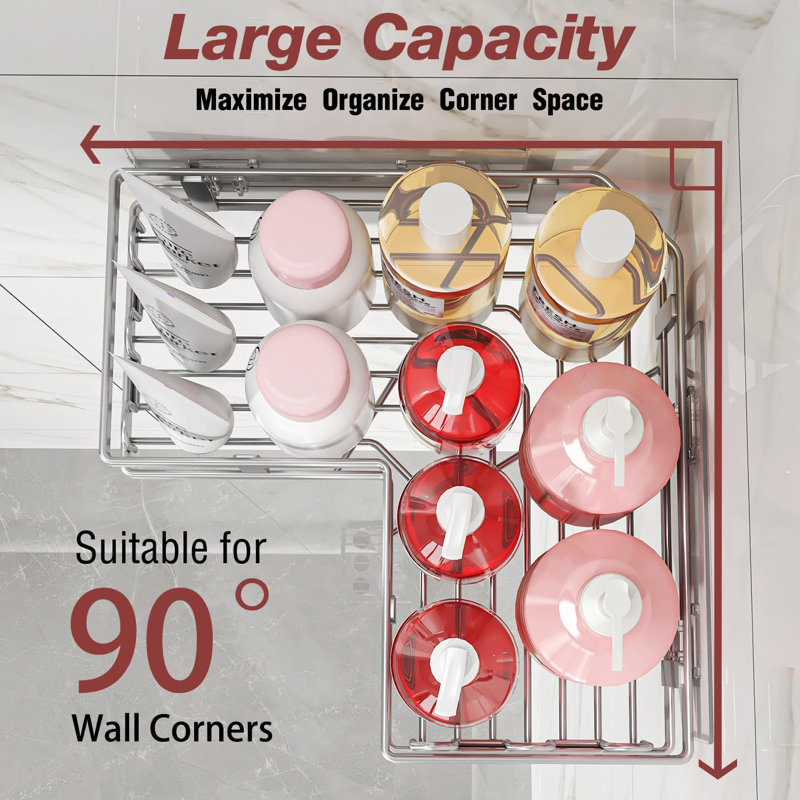 Rust-Proof Corner Shower Caddy - Space-Saving Bathroom Organizer With Easy No-Drill Installation, Silver