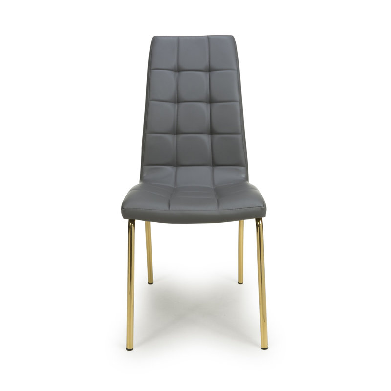 Jenner Leather Effect Dining Chair, Grey, Gold