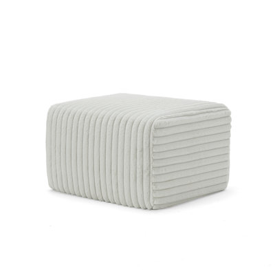 Upholstered Compression Light Gray Faux Rabbit Fur Flannel Modular Ottoman No Assembly Required