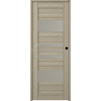 Porte simple pré-suspendue standard en bois manufacturé massif et en verre Romi
