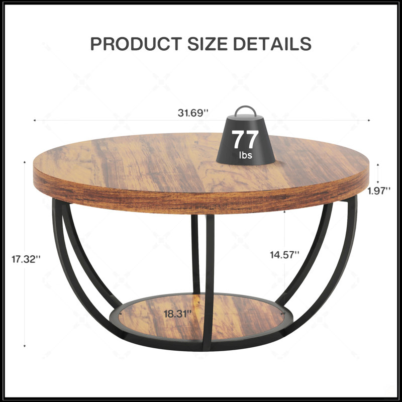 Table basse ronde, Brun, Noir