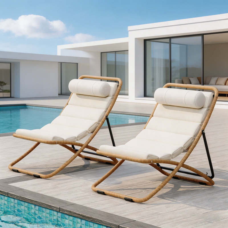 2-Pieces Outdoor Folding Chair (Set of 2), Yellow