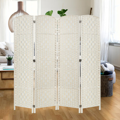 Room Divider Indoor Privacy Screen Weave Fiber Double Hinges Freestanding Lightweight by Winston Porter