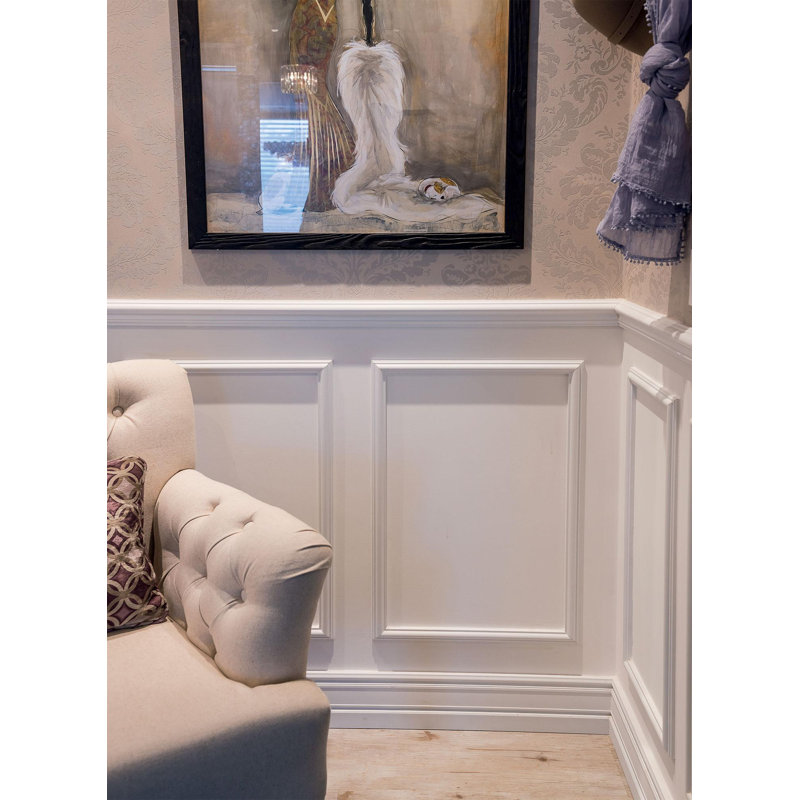 White Primed Polystyrene Self-Stick Wall Panel Moulding