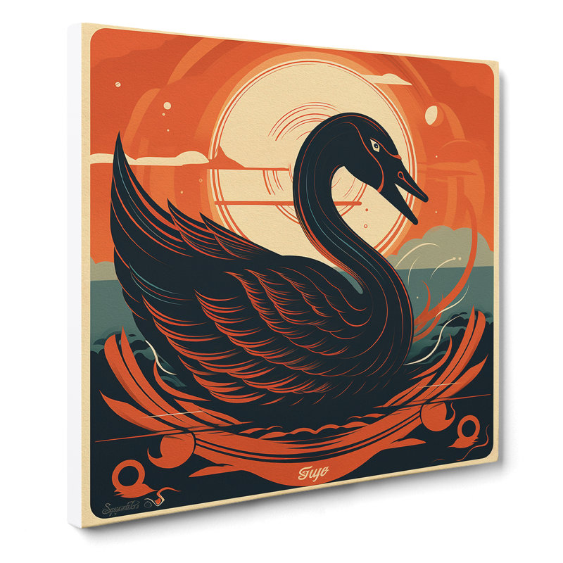 Swan Retro Art No.1 - Wrapped Canvas
