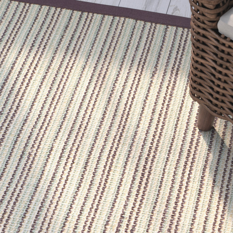 Tapis beige / mauve à rayures sisal, Tapis de couloir 2 pi 6 po x 12 pi