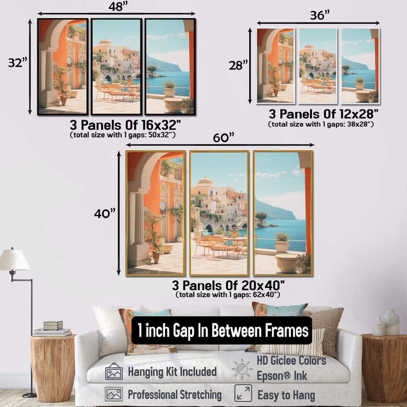Roseville - ensemble d'art mural plage, Cadre flottant brun, H 40 po x l 60 po x P 1 po